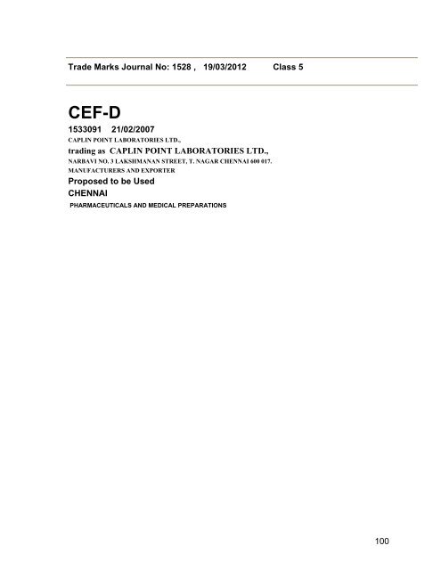 Class - Controller General of Patents, Designs, and Trade Marks