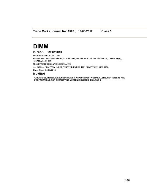 Class - Controller General of Patents, Designs, and Trade Marks