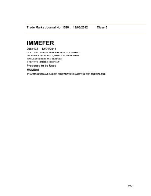 Class - Controller General of Patents, Designs, and Trade Marks