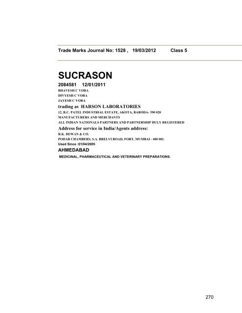 Class - Controller General of Patents, Designs, and Trade Marks