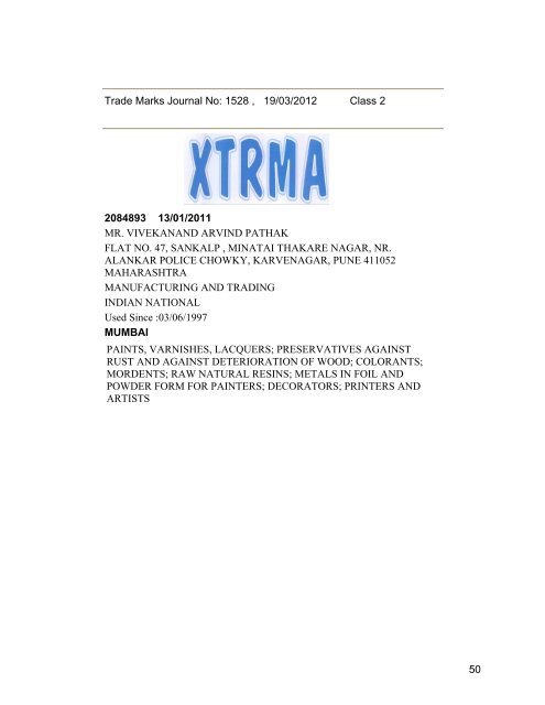 Class - Controller General of Patents, Designs, and Trade Marks