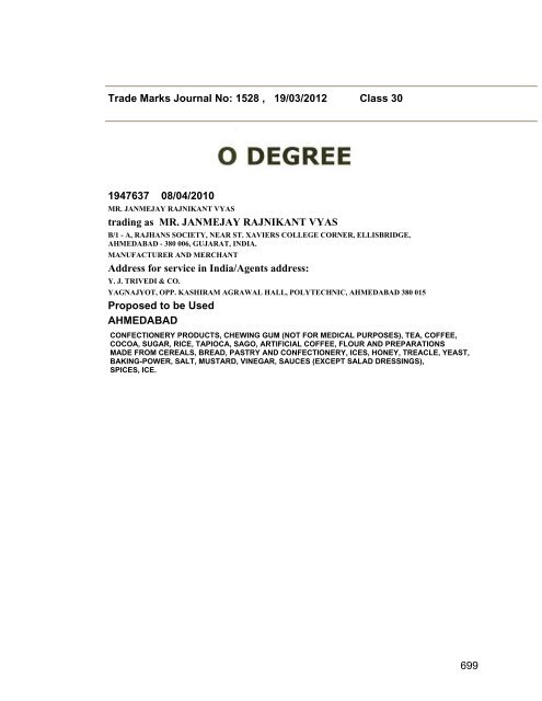 Class - Controller General of Patents, Designs, and Trade Marks