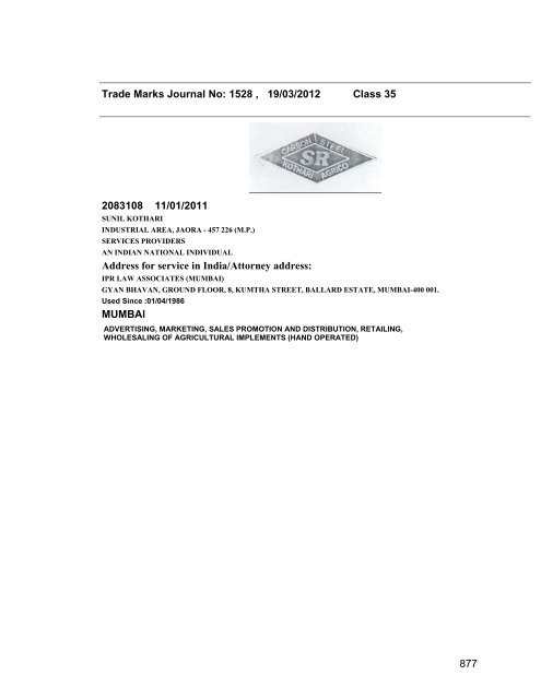 Class - Controller General of Patents, Designs, and Trade Marks