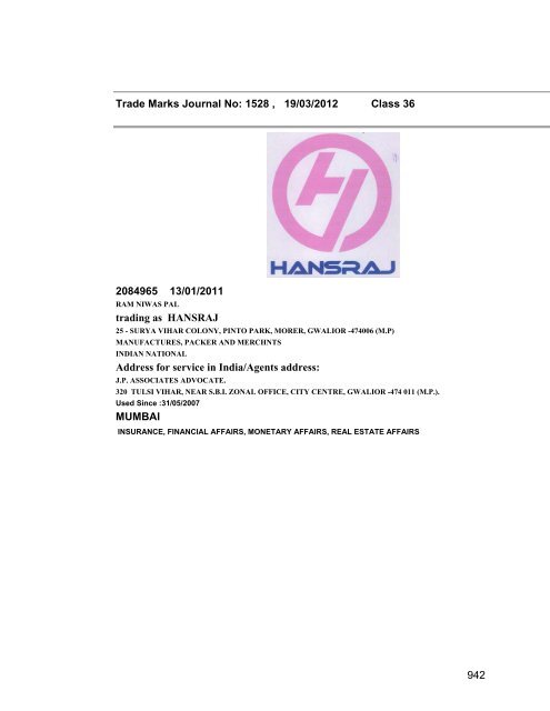 Class - Controller General of Patents, Designs, and Trade Marks