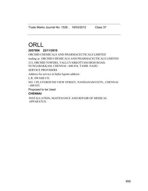 Class - Controller General of Patents, Designs, and Trade Marks