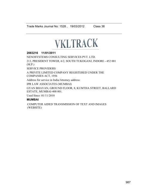 Class - Controller General of Patents, Designs, and Trade Marks