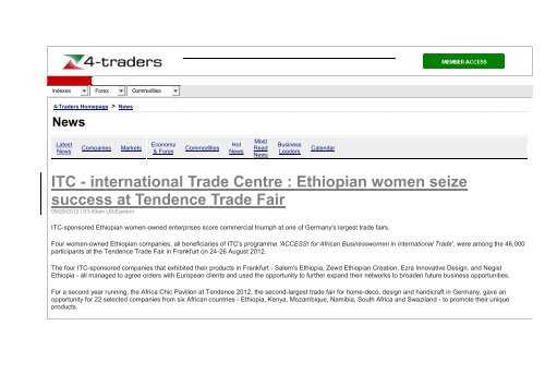 Ethiopian women seize success at Tendence Trade Fair