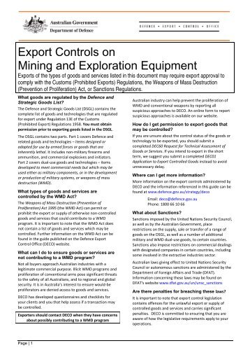 Export Controls on Mining and Exploration Equipment