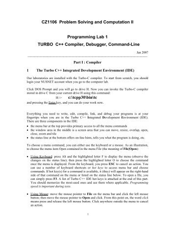 CZ1106 Problem Solving and Computation II Programming Lab 1 ...