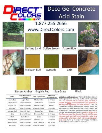 Deco Gel Concrete Acid Stain Color Chart - Reed Construction Data