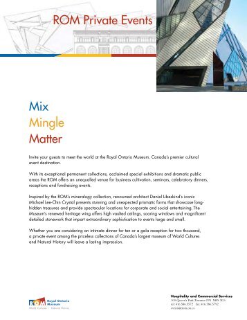 ROM Private Events Mix Mingle Matter - Royal Ontario Museum