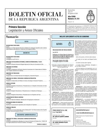 BOLETIN OFICIAL - Honorable Cámara de Diputados de la Nación