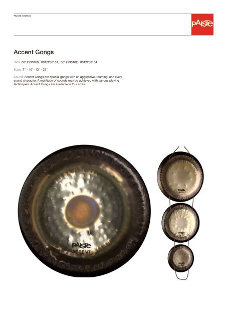 Gongs Catalog - Musicworld.bg