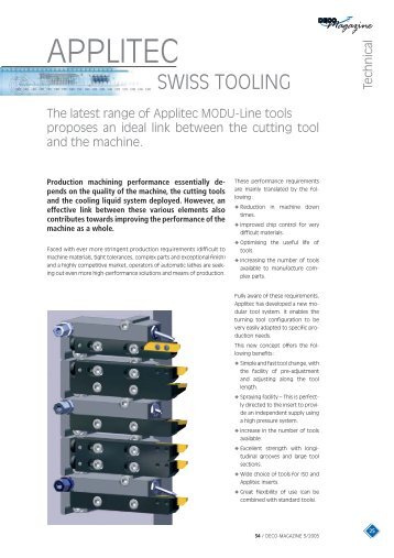 applitec swiss tooling - DECO Magazine - The site