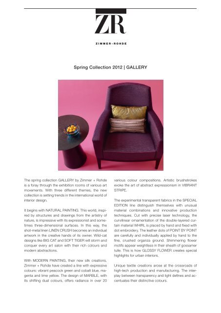 Spring Collection 2012 | GALLERY - Zimmer + Rohde
