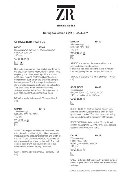 Spring Collection 2012 | GALLERY - Zimmer + Rohde