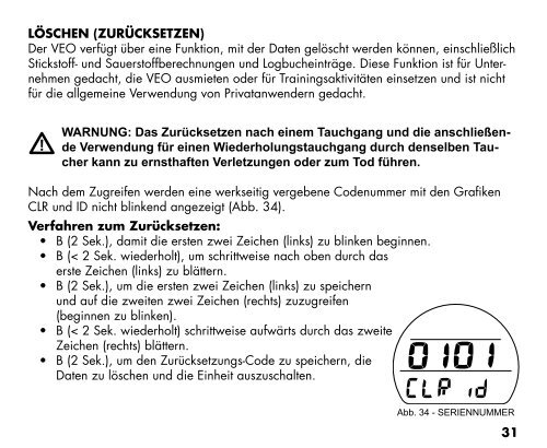 VEO 1.0 BEDIENUNGSHANDBUCH - Oceanic