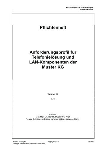 Pflichtenheft Anforderungsprofil für Telefonielösung und LAN ...