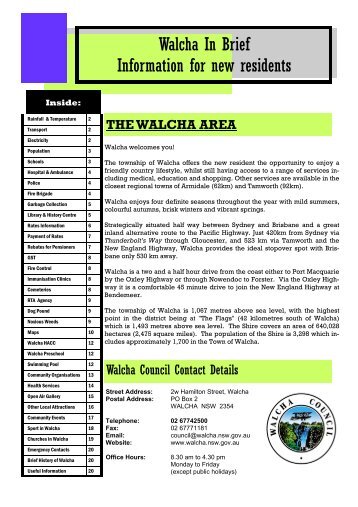 New Residents Information Package - Walcha