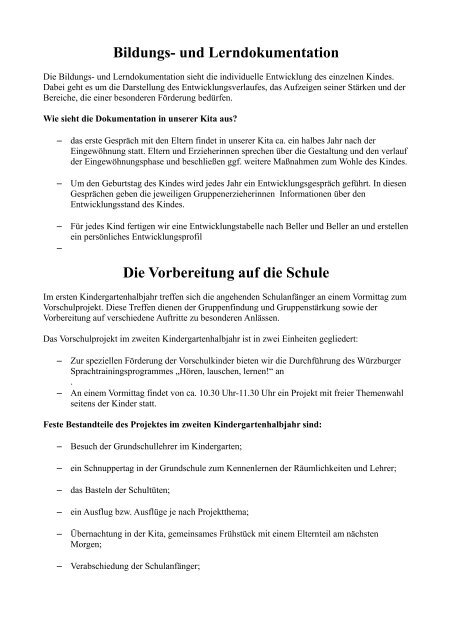 Bildungs- und Lerndokumentation Die Vorbereitung ... - Kindergarten