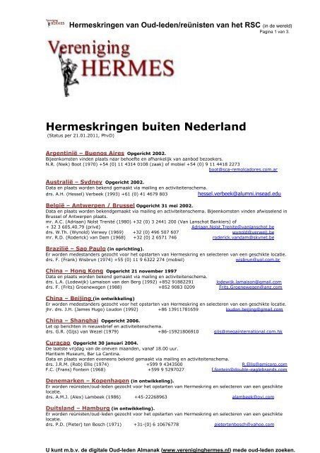 Hermeskringen buiten Nederland - Vereniging Hermes Portal