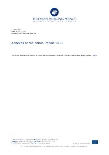 Annexes of the annual report 2011 - European Medicines Agency ...