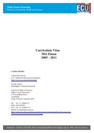 Curriculum Vitae Mel Ziman 2005 - 2011 - Edith Cowan University