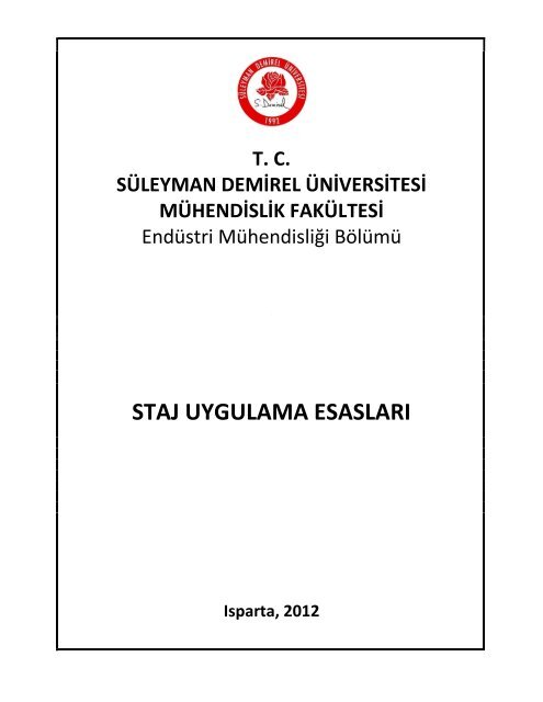 Staj Uygulama Esasları - Süleyman Demirel Üniversitesi
