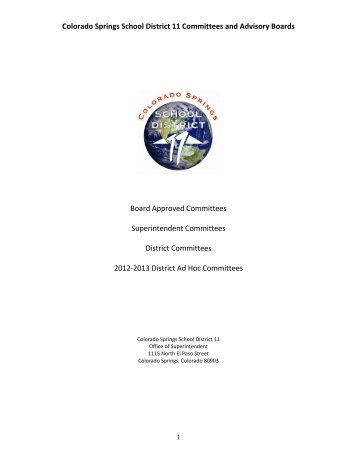 District Committees List - Colorado Springs School District 11