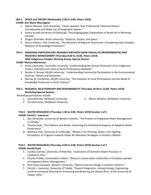 final program - Canadian Association of Geographers