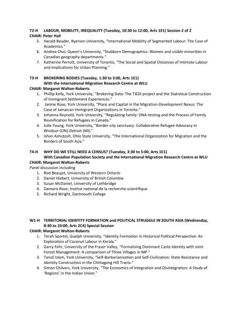 final program - Canadian Association of Geographers