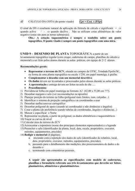 TOPOGRAFIA APLICADA - GrupoGE - Grupo Gestão do Espaço - Ufsc