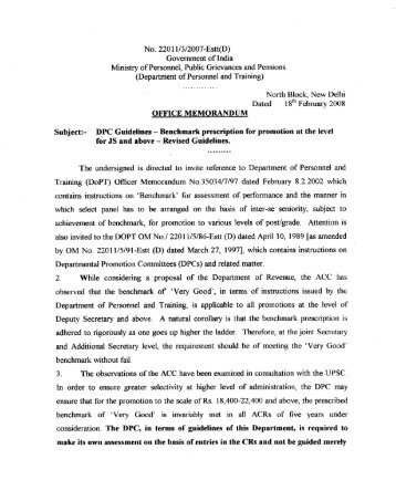 No. 22011/3/2007-Estt(D) Government of India Ministry of ... - UPSC