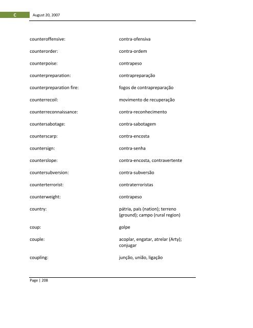 English-Portuguese Dictionary of Military Terminology - US Army ...