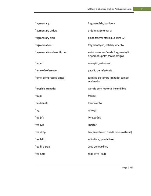 English-Portuguese Dictionary of Military Terminology - US Army ...