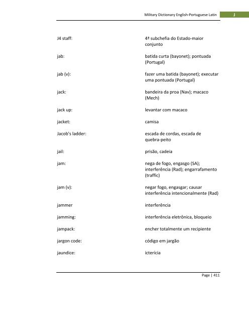 English-Portuguese Dictionary of Military Terminology - US Army ...