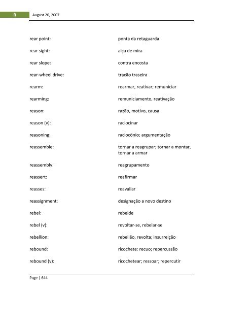 English-Portuguese Dictionary of Military Terminology - US Army ...