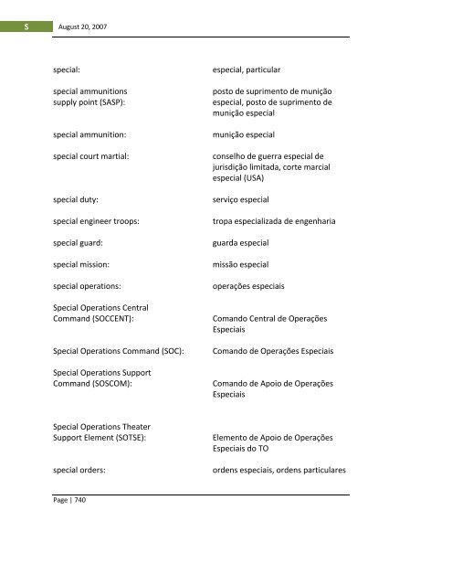 English-Portuguese Dictionary of Military Terminology - US Army ...