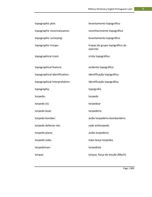 English-Portuguese Dictionary of Military Terminology - US Army ...