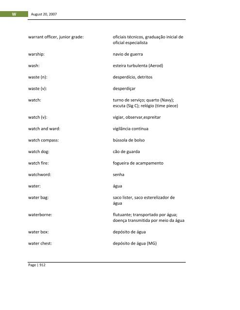 English-Portuguese Dictionary of Military Terminology - US Army ...