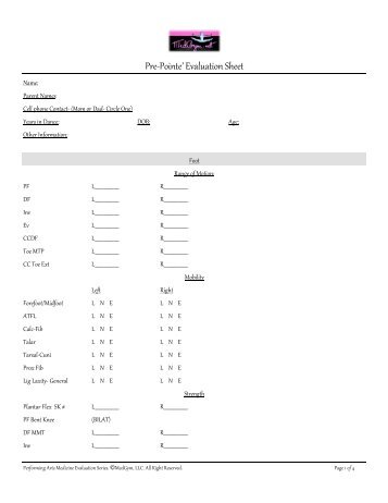 Pre-‐Pointe' Evaluation Sheet - MedGym