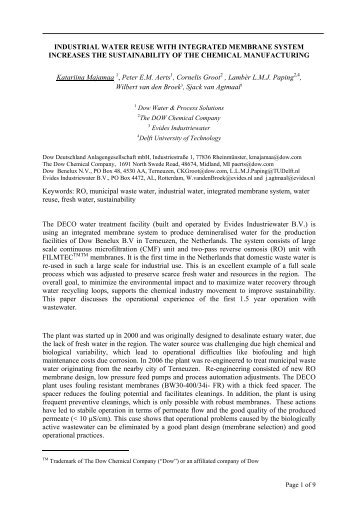 industrial water reuse with integrated membrane system