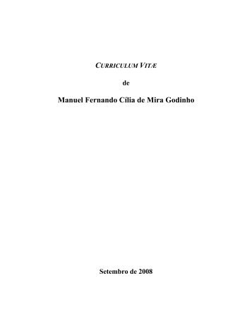 Manuel Fernando Cília de Mira Godinho - Instituto Superior de ...