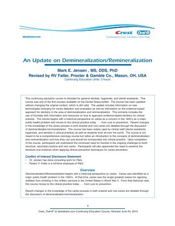 An Update on Demineralization/Remineralization - DentalCare.com