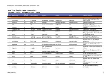 New Total English Upper Intermediate Wordlist English / German ...