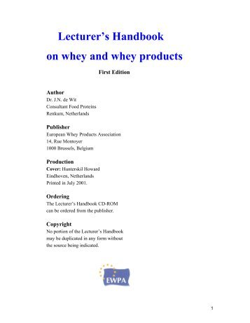 Lecturer's Handbook on whey and whey products - Euromilk