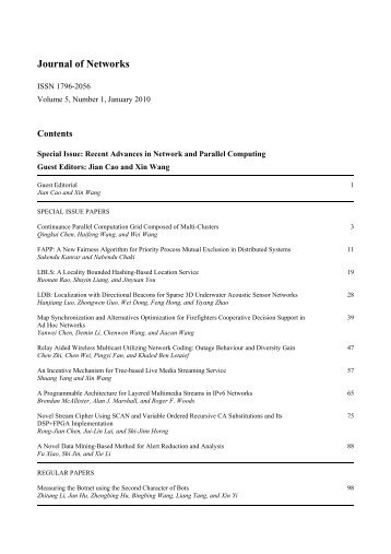 Journal of Networks - Academy Publisher