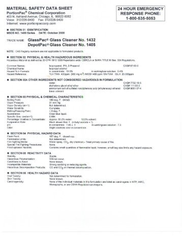 MATERIAL SAFETY DATA SHEET PortionPac@Chemical ... - Hillyard