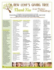 Thank You to our Partners in Philanthropy - A New Leaf