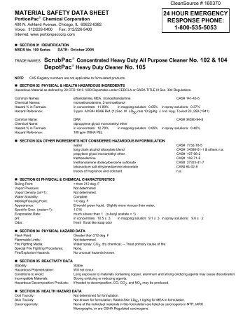 MATERIAL SAFETY DATA SHEET DepotPac 24 ... - CleanSource